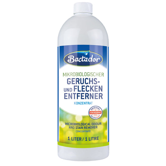 BACTADOR Geruchs- & Fleckenentferner Konzentrat – Natürliche Frische für Zuhause und Tierbereiche 1 Liter