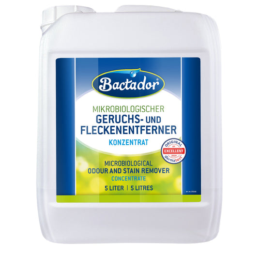 BACTADOR Geruchs- & Fleckenentferner Konzentrat – Natürliche Frische für Zuhause und Tierbereiche 5 Liter