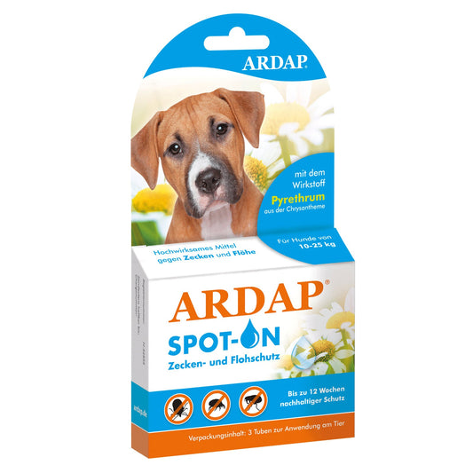 ARDAP Spot-On für Hunde von 10-25 kg: Effektiver Schutz gegen Zecken und Flöhe