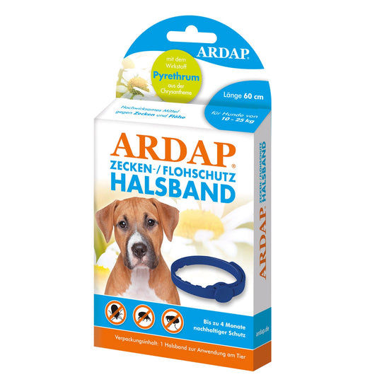 ARDAP Zecken- u. Flohhalsband für mittlere Hunde: Schutz von 10-25 kg